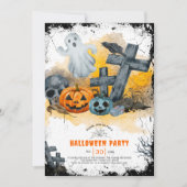 Invitation Halloween croix et l'invitation de la fête fantôme (Devant)