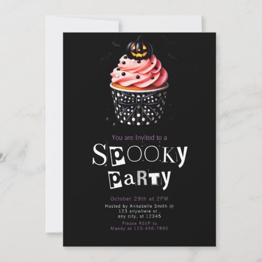 Invitation Halloween Cupcake Cute minimaliste moderne Hallowe (Devant)