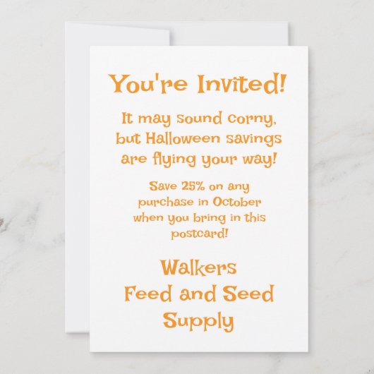 Invitation Halloween customisé noir chauve chauve-souris Corn (Dos)