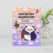 Invitation Halloween Cute Baby Panda Dracula Vampire (Debout devant)