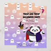 Invitation Halloween Cute Baby Panda Dracula Vampire (Devant / Derrière)