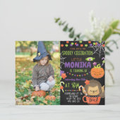Invitation Halloween Cute Chalkboard photo Anniversaire (Debout devant)