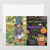 Invitation Halloween Cute Chalkboard photo Anniversaire (Devant / Derrière)