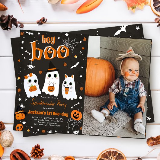 Invitation Halloween Cute Ghost 1er Anniversaire Spooktaculai