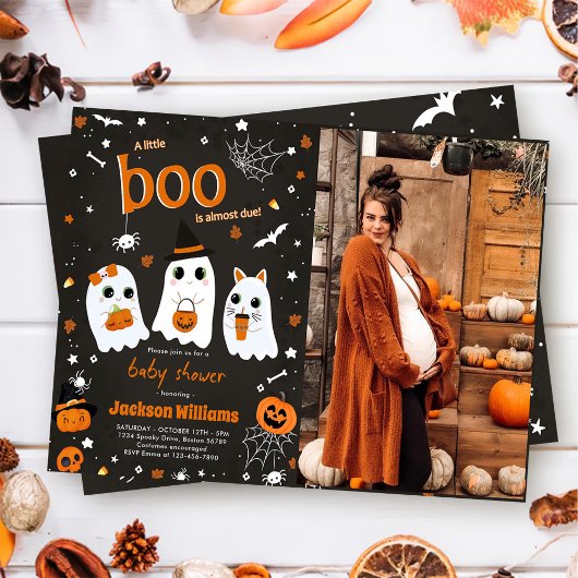 Invitation Halloween Cute Ghost Baby shower photo