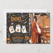 Invitation Halloween Cute Ghost Baby shower photo (Devant)