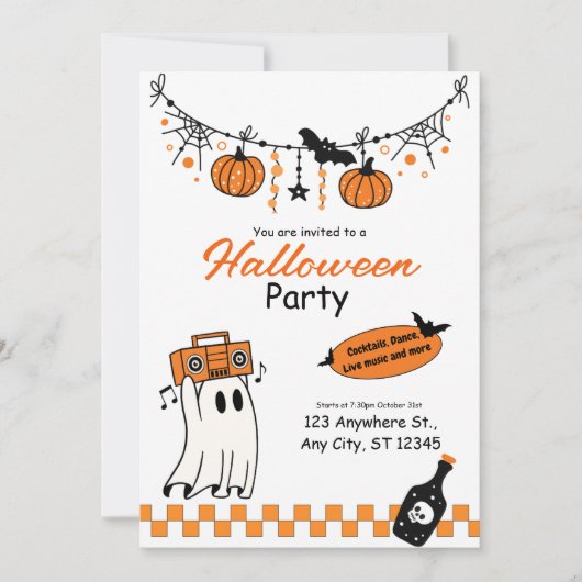 Invitation Halloween Cute Retro (Devant)