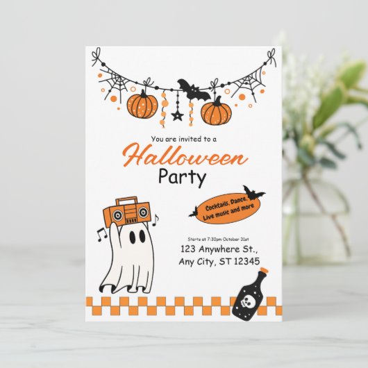 Invitation Halloween Cute Retro (Debout devant)