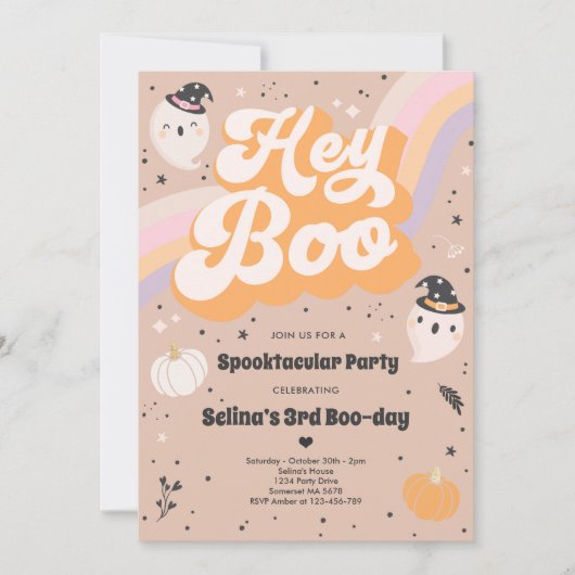 Invitation Halloween Cute Retro Éffrayant Fête d'Anniversaire (Devant)