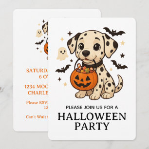 Invitation Halloween Dalmatie Chien Trick ou Treat Party