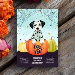 Invitation Halloween Dalmatie Citrouille mignonne Chien Costu