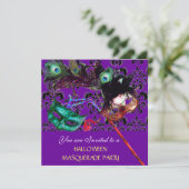 Invitation HALLOWEEN DAMASK MASQUERADE PARTI violet bleu (Debout devant)