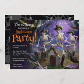 Invitation Halloween Dance Party, Line Dancing Skeletons (Devant / Derrière)