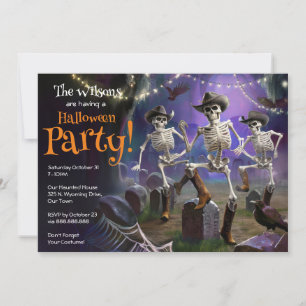 Invitation Halloween Dance Party, Line Dancing Skeletons