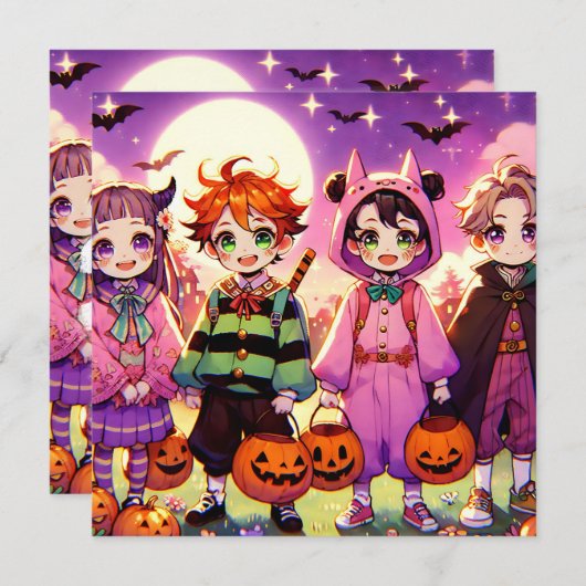 Invitation Halloween d'Anime Kid (Devant / Derrière)