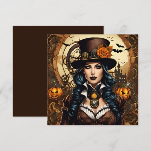 Invitation Halloween dans le style steampunk (Devant / Derrière)