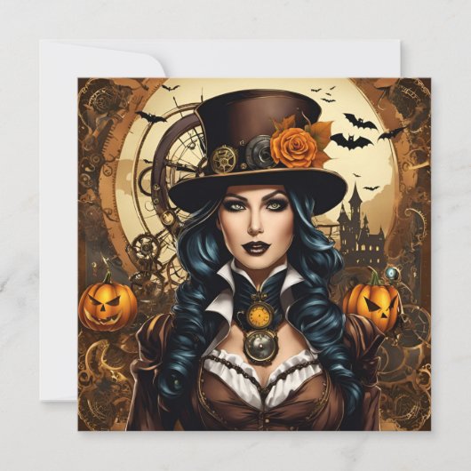 Invitation Halloween dans le style steampunk (Devant)