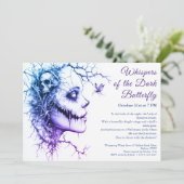 Invitation Halloween Dark Lady – Papillon & Crâne (Debout devant)