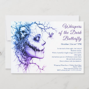 Invitation Halloween Dark Lady – Papillon & Crâne
