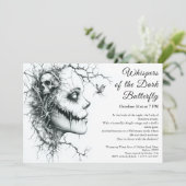 Invitation Halloween Dark Lady – Papillon & Crâne (Debout devant)