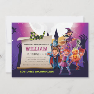 Invitation Halloween d'automne 5e fête d'anniversaire