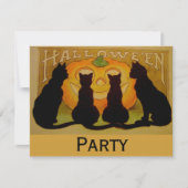 Invitation Halloween de chat noir (Devant)