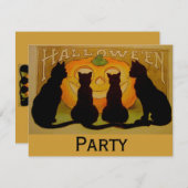 Invitation Halloween de chat noir (Devant / Derrière)