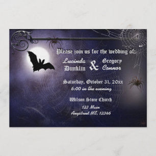 Invitation Halloween de chauve-souris, de lune et d'araignées