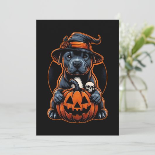 Invitation Halloween de chien - Pitbull Witch (Debout devant)