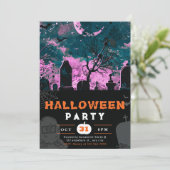 Invitation Halloween de la nuit éffrayante Sky Crescent Moon (Debout devant)