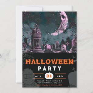 Invitation Halloween de la nuit éffrayante Sky Crescent Moon