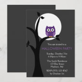 Invitation Halloween de la Pleine lune et du hibou Éffrayant (Devant / Derrière)