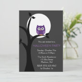 Invitation Halloween de la Pleine lune et du hibou Éffrayant (Debout devant)