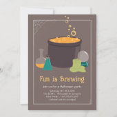 Invitation Halloween de la sorcière Cauldron (Devant)