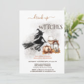 Invitation Halloween de sorcière Citrouille de vin Bow (Debout devant)