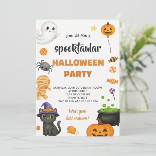 Invitation Halloween de style ancien modifiable (Debout devant)