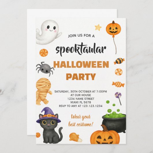 Invitation Halloween de style ancien modifiable (Devant / Derrière)