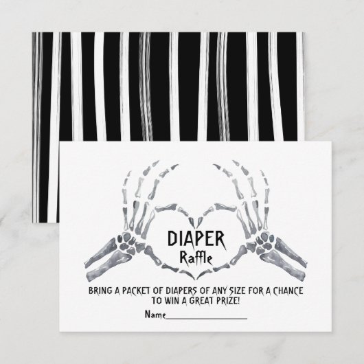 Invitation Halloween Déchets Raffle Squelette coeur baby show (Devant / Derrière)