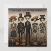 Invitation Halloween déplaisant de la famille de squelettes (Devant)