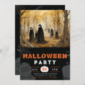 Invitation Halloween des gens effrayants de la forêt éffrayan (Devant / Derrière)