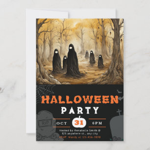 Invitation Halloween des gens effrayants de la forêt éffrayan