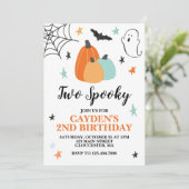 Invitation Halloween deux Éffrayants Anniversaire Citrouilles (Debout devant)