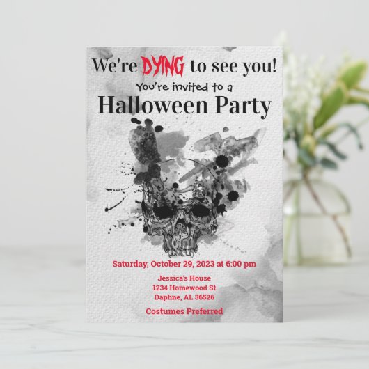 Invitation Halloween du crâne (Debout devant)