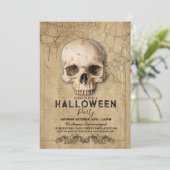 Invitation Halloween du crâne parti gothique (Debout devant)