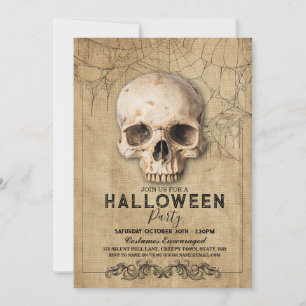 Invitation Halloween du crâne parti gothique