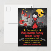 Invitation Halloween d'une fille vampire mignonne  (Devant / Derrière)