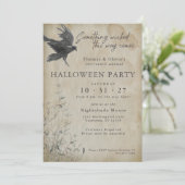 Invitation Halloween | Eerie Gothique Aquarelle Corbeau (Debout devant)