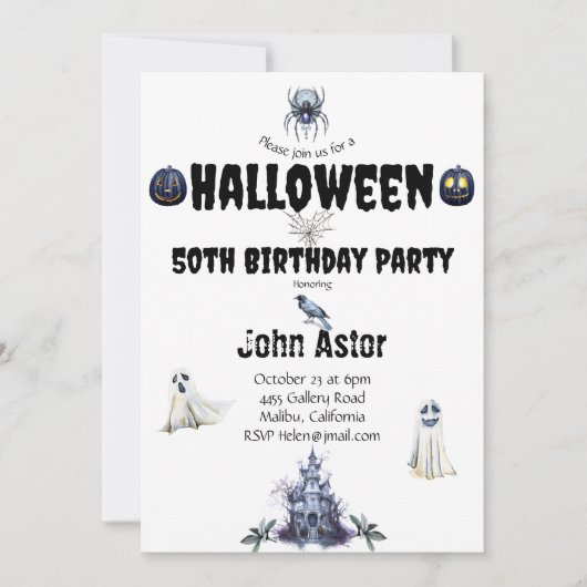 Invitation Halloween Éffrayant (Devant)