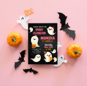 Invitation Halloween Éffrayant Cute Ghost Anniversaire Invita
