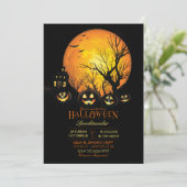 Invitation Halloween Éffrayant Dark Pleine lune Jack-o'-lante (Debout devant)